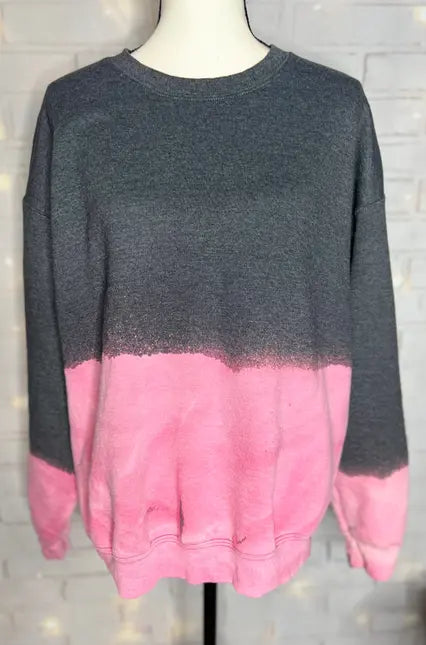 Pink/Grey Ombre Tie Dye Blank Crewneck Sweatshirt The Blended Owl