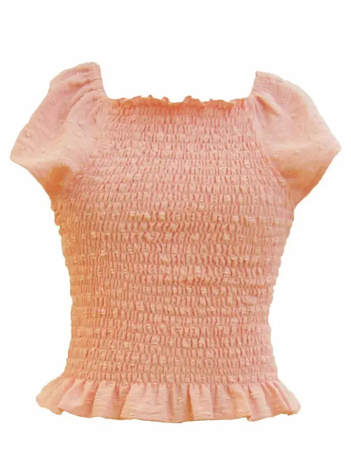 Pink N Dots Smocked Top Tru Luv