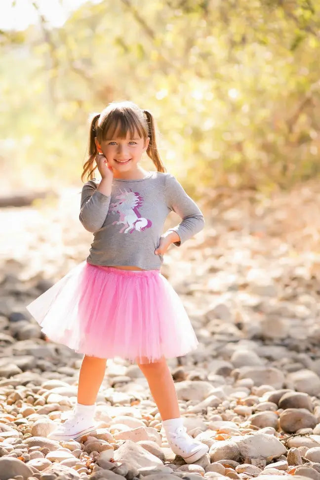 Pink Unicorn Long Sleeve Top With Unicorn Graphic Little Mass