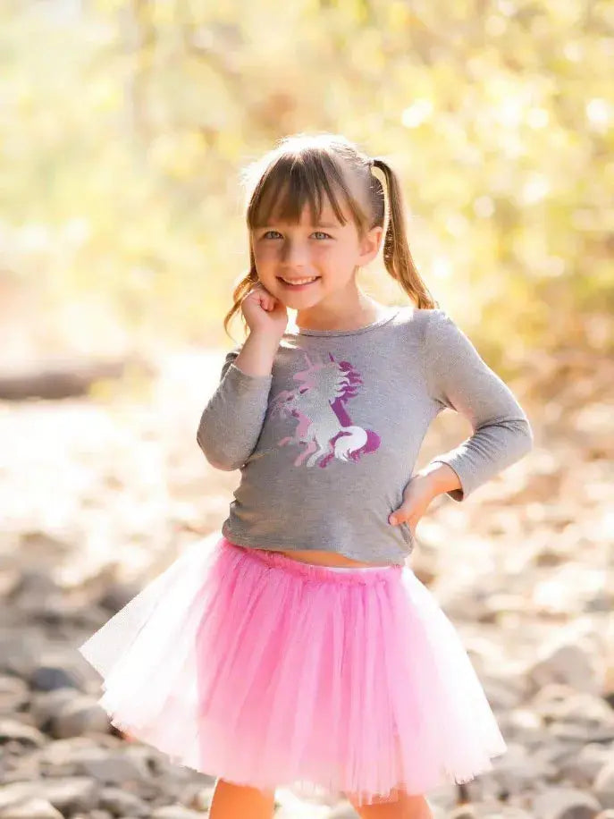 Pink Unicorn Long Sleeve Top With Unicorn Graphic Little Mass