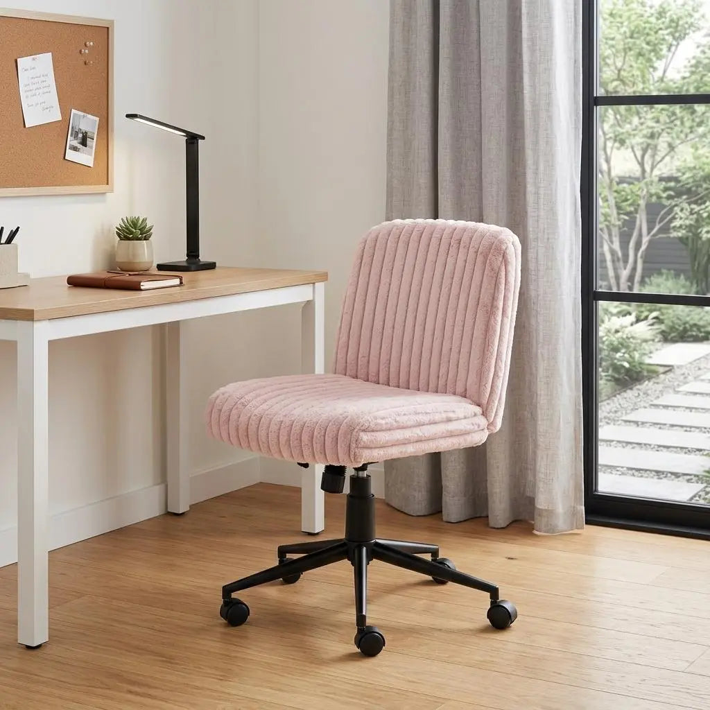 Pink and Black Adjustable Height Rolling Gaming Chair Homeroots Office