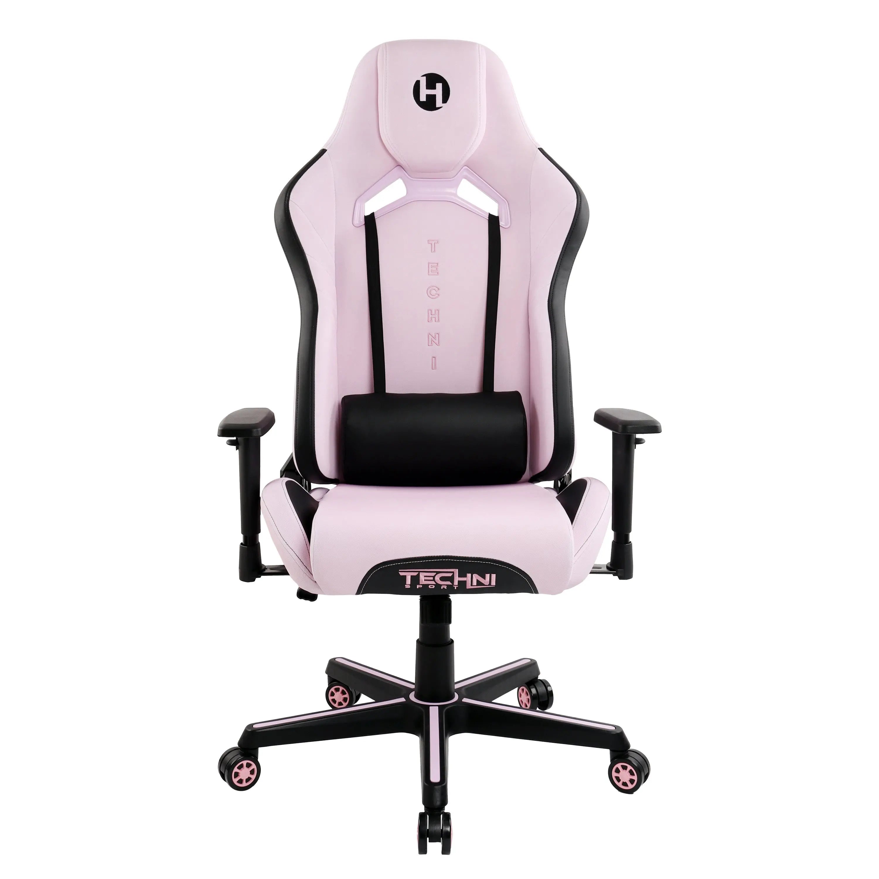 Pink and Black Adjustable Height Swivel Rolling Gaming Chair Homeroots Office