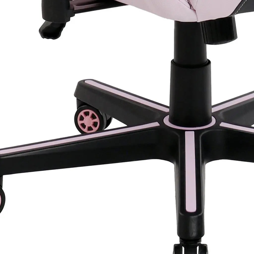 Pink and Black Adjustable Height Swivel Rolling Gaming Chair Homeroots Office