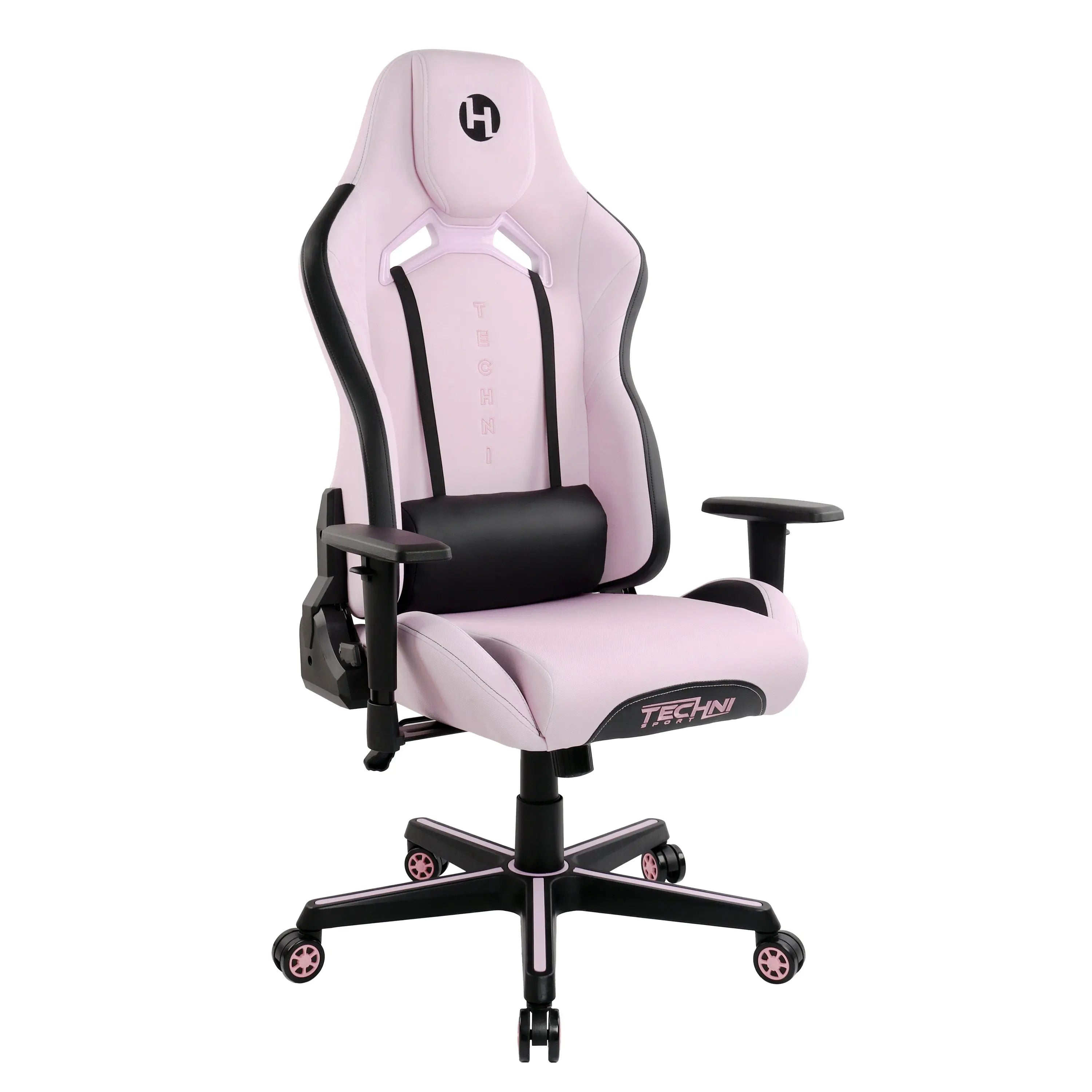 Pink and Black Adjustable Height Swivel Rolling Gaming Chair Homeroots Office