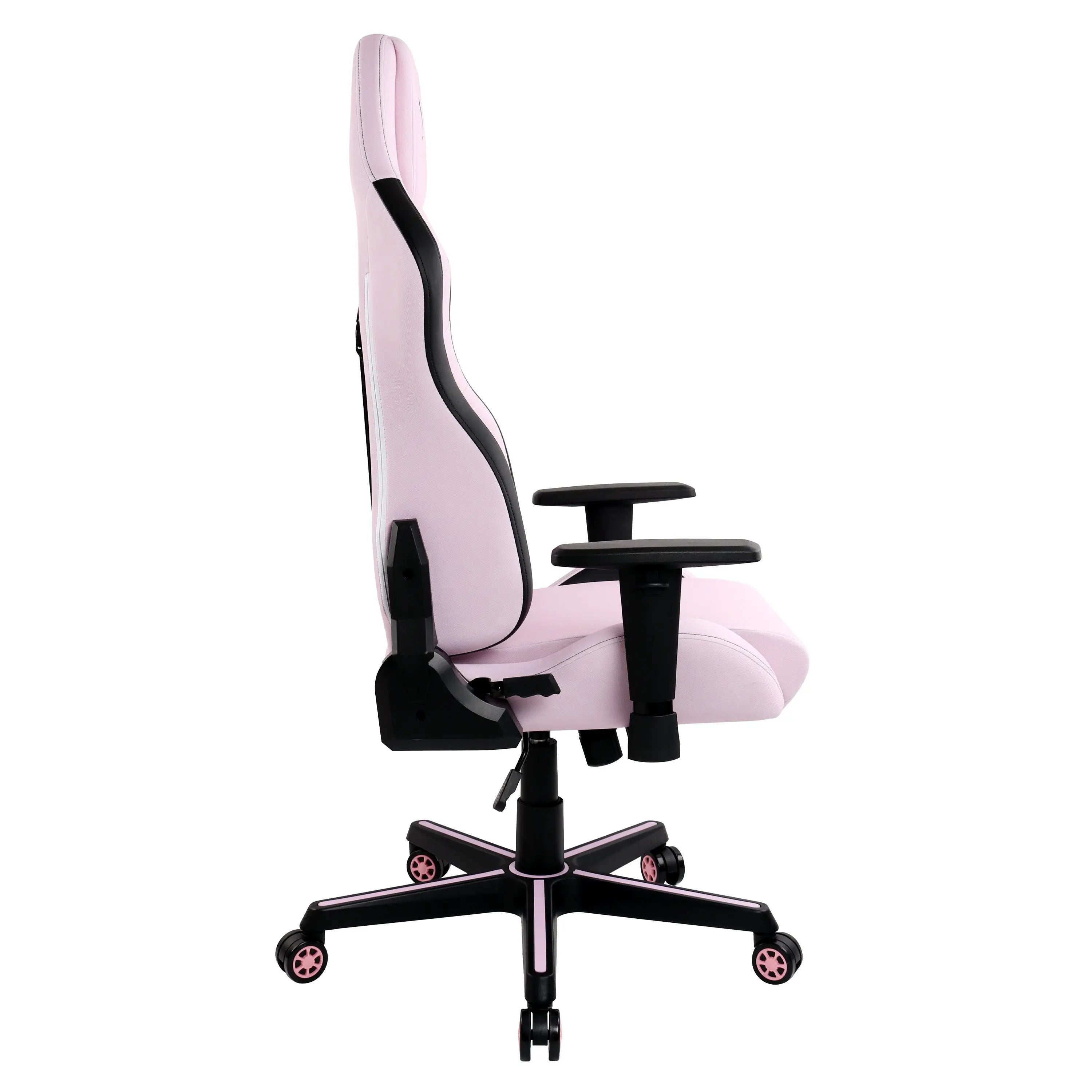 Pink and Black Adjustable Height Swivel Rolling Gaming Chair Homeroots Office