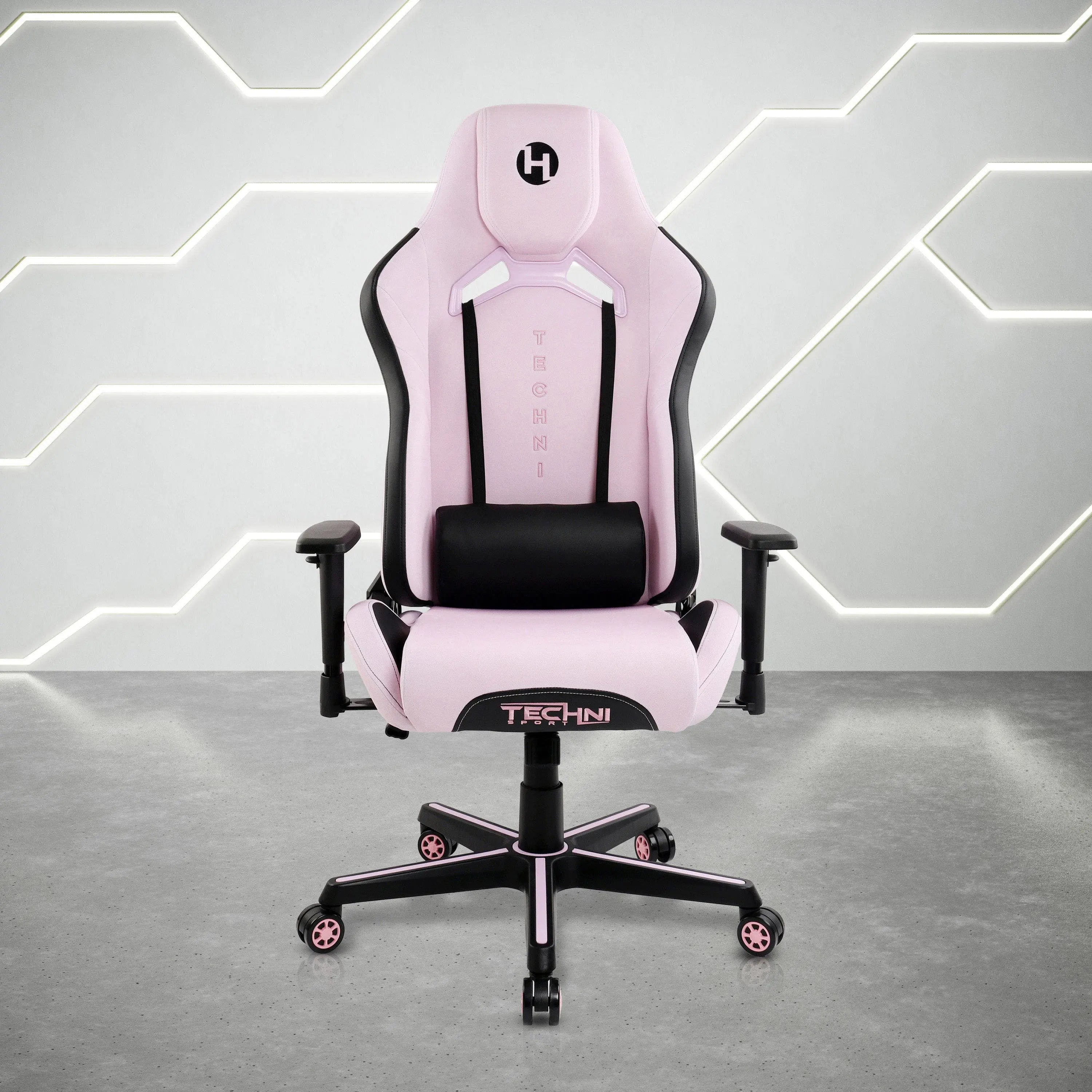 Pink and Black Adjustable Height Swivel Rolling Gaming Chair Homeroots Office