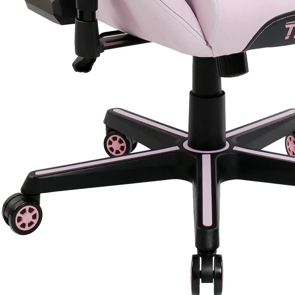 Pink and Black Adjustable Height Swivel Rolling Gaming Chair Homeroots Office