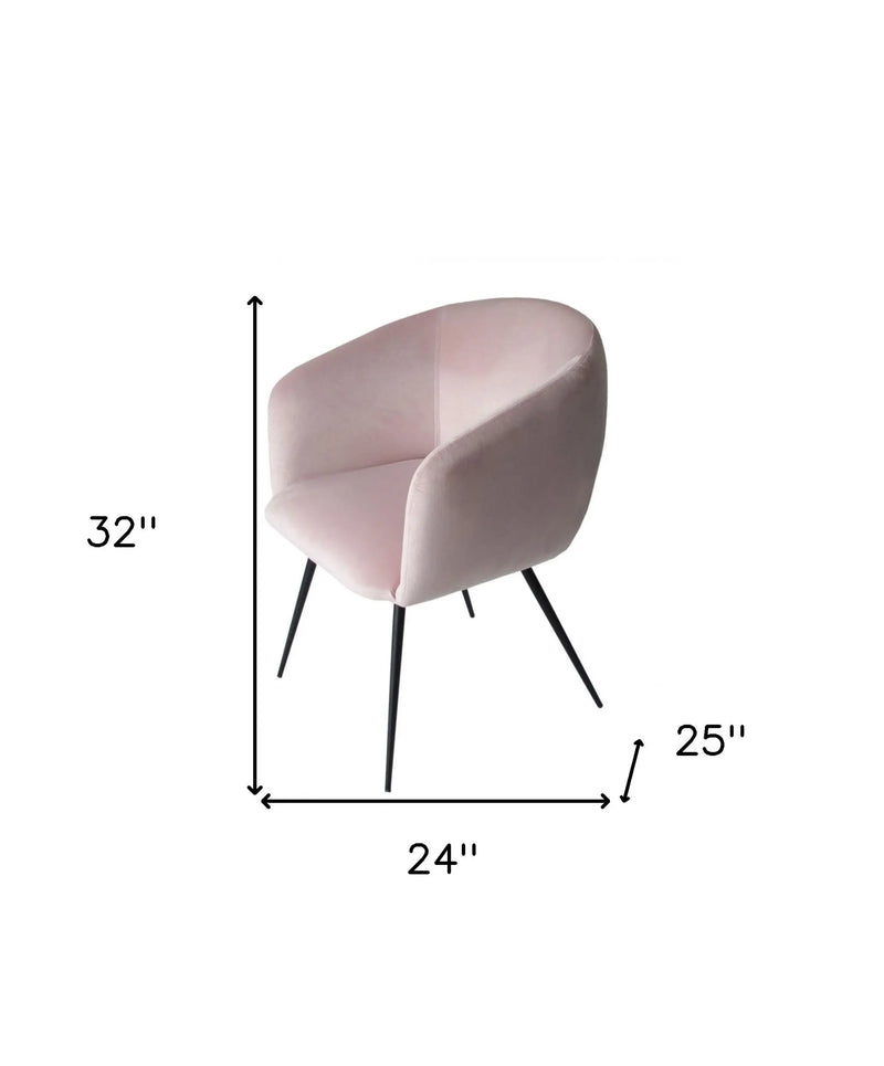 Pink and Black Upholstered Velvet Dining Arm Chair Homeroots Kitchen & Dining
