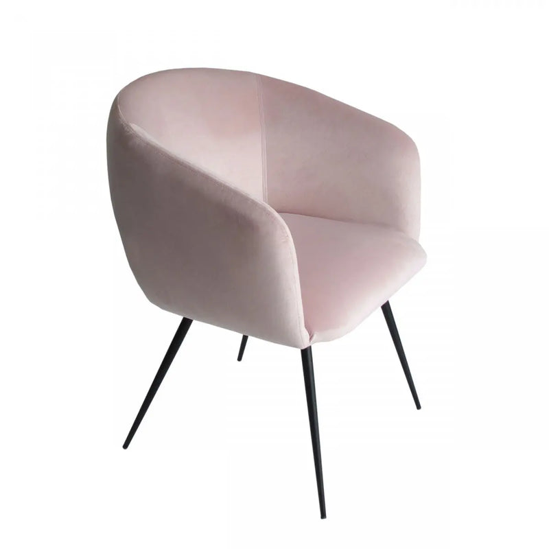 Pink and Black Upholstered Velvet Dining Arm Chair Homeroots Kitchen & Dining