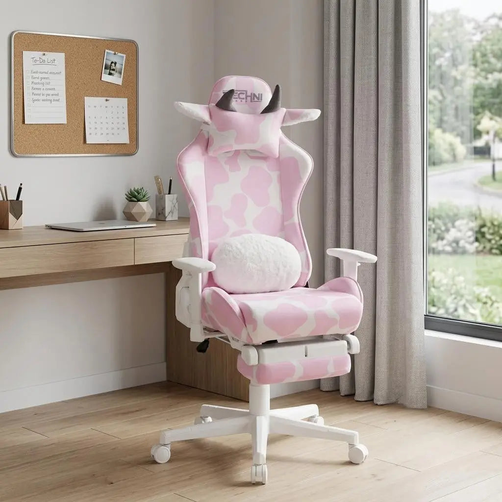 Pink and White Adjustable Height Swivel Rolling Gaming Chair Homeroots Office