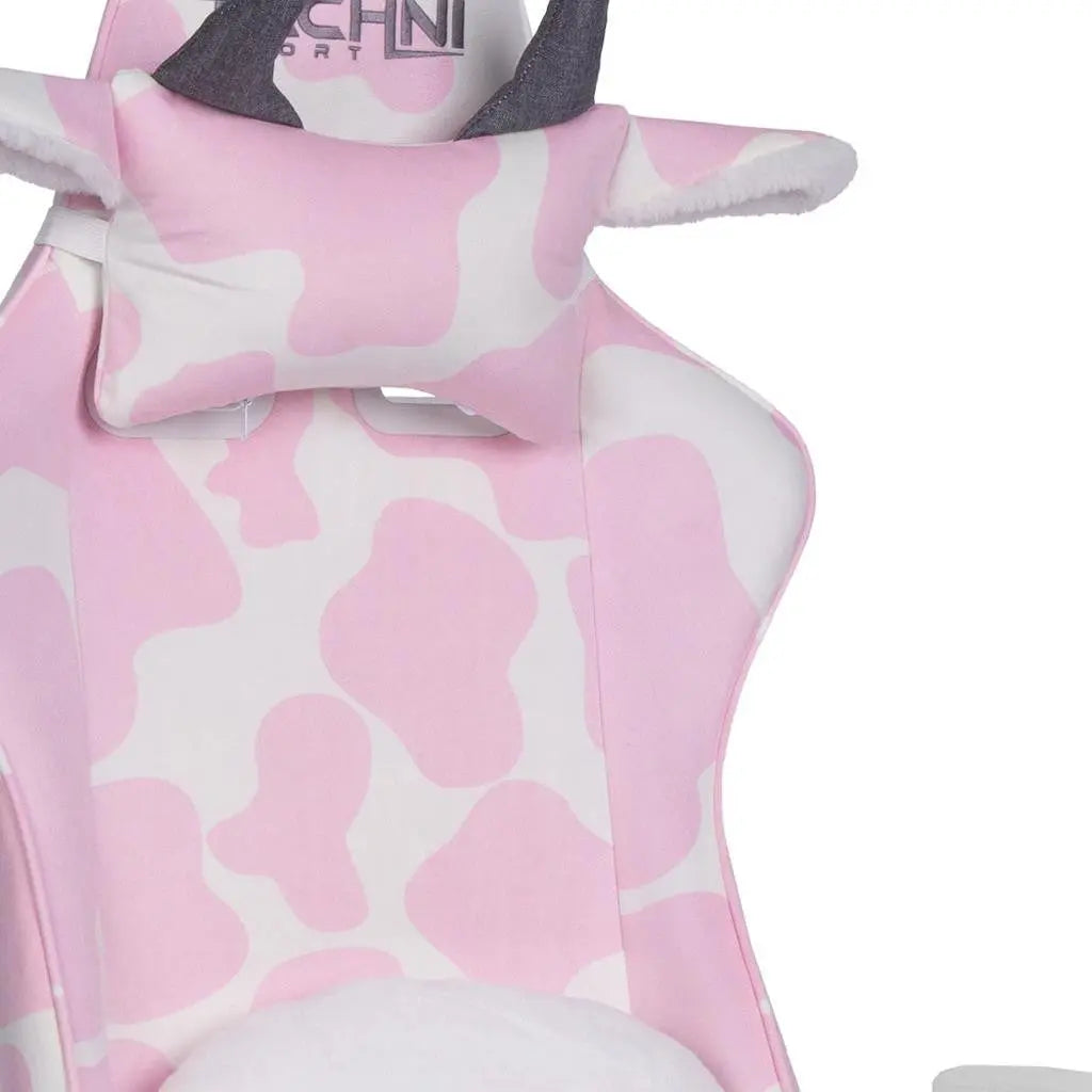 Pink and White Adjustable Height Swivel Rolling Gaming Chair Homeroots Office
