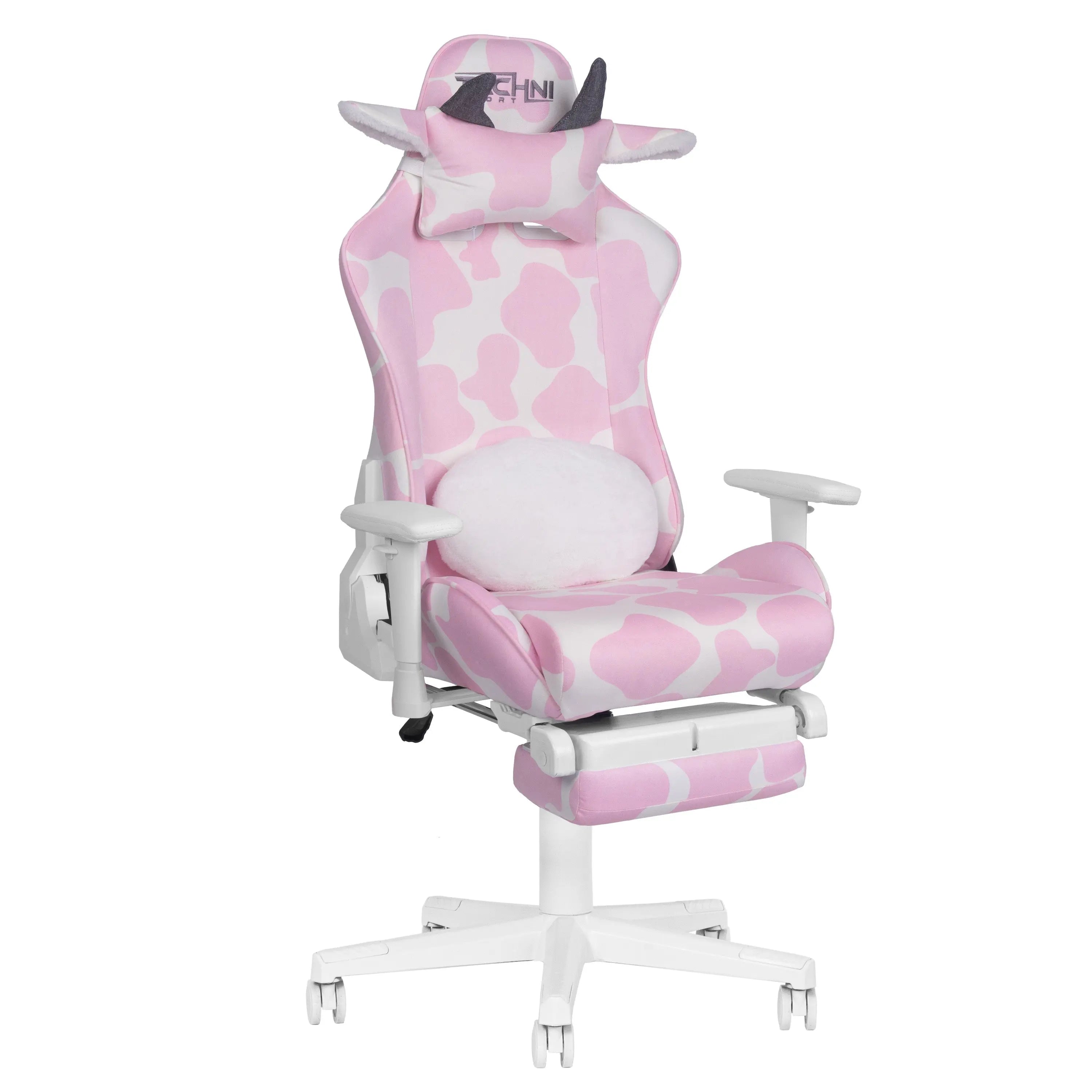 Pink and White Adjustable Height Swivel Rolling Gaming Chair Homeroots Office