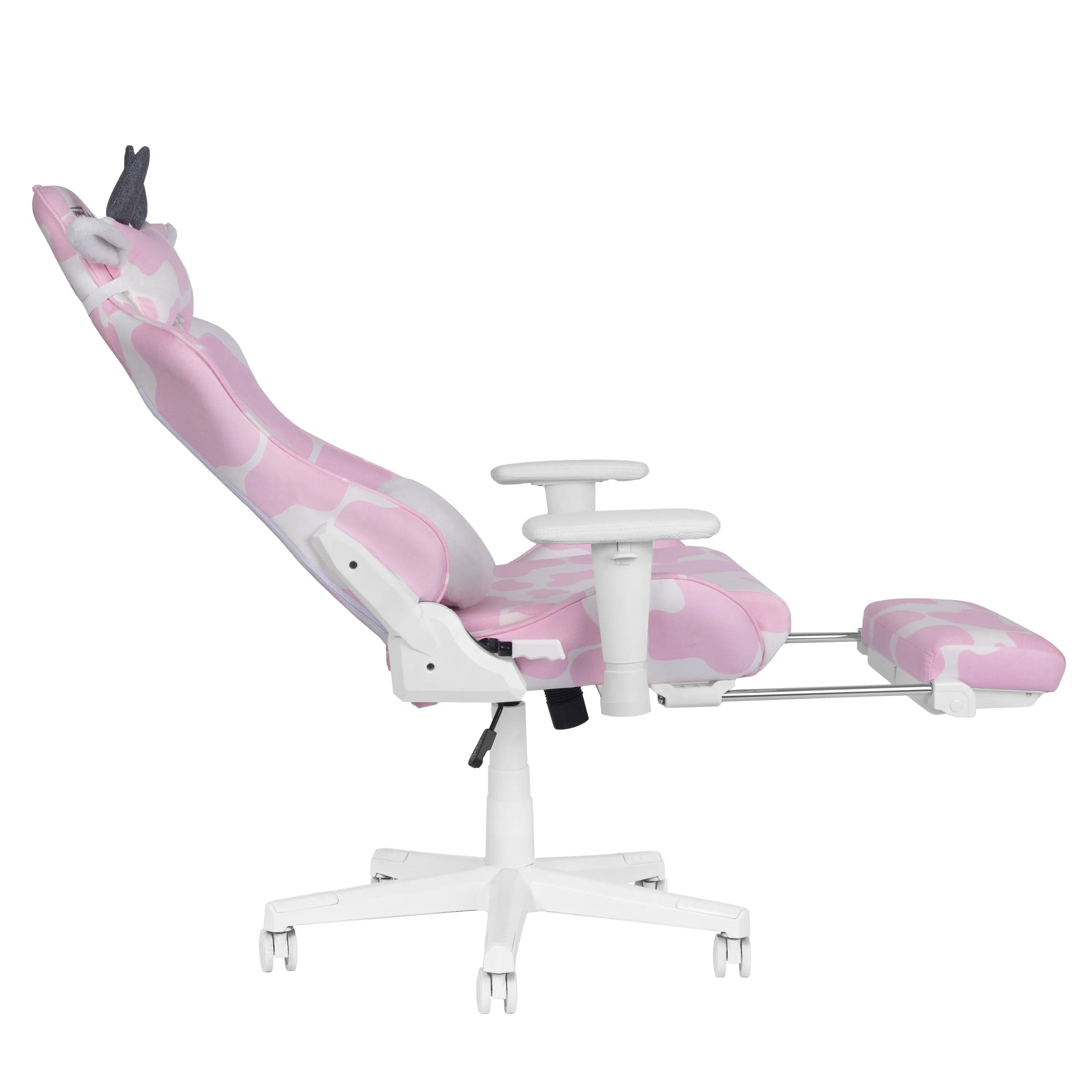 Pink and White Adjustable Height Swivel Rolling Gaming Chair Homeroots Office
