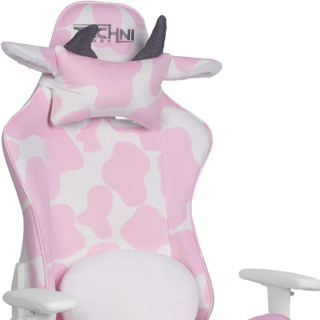 Pink and White Adjustable Height Swivel Rolling Gaming Chair Homeroots Office