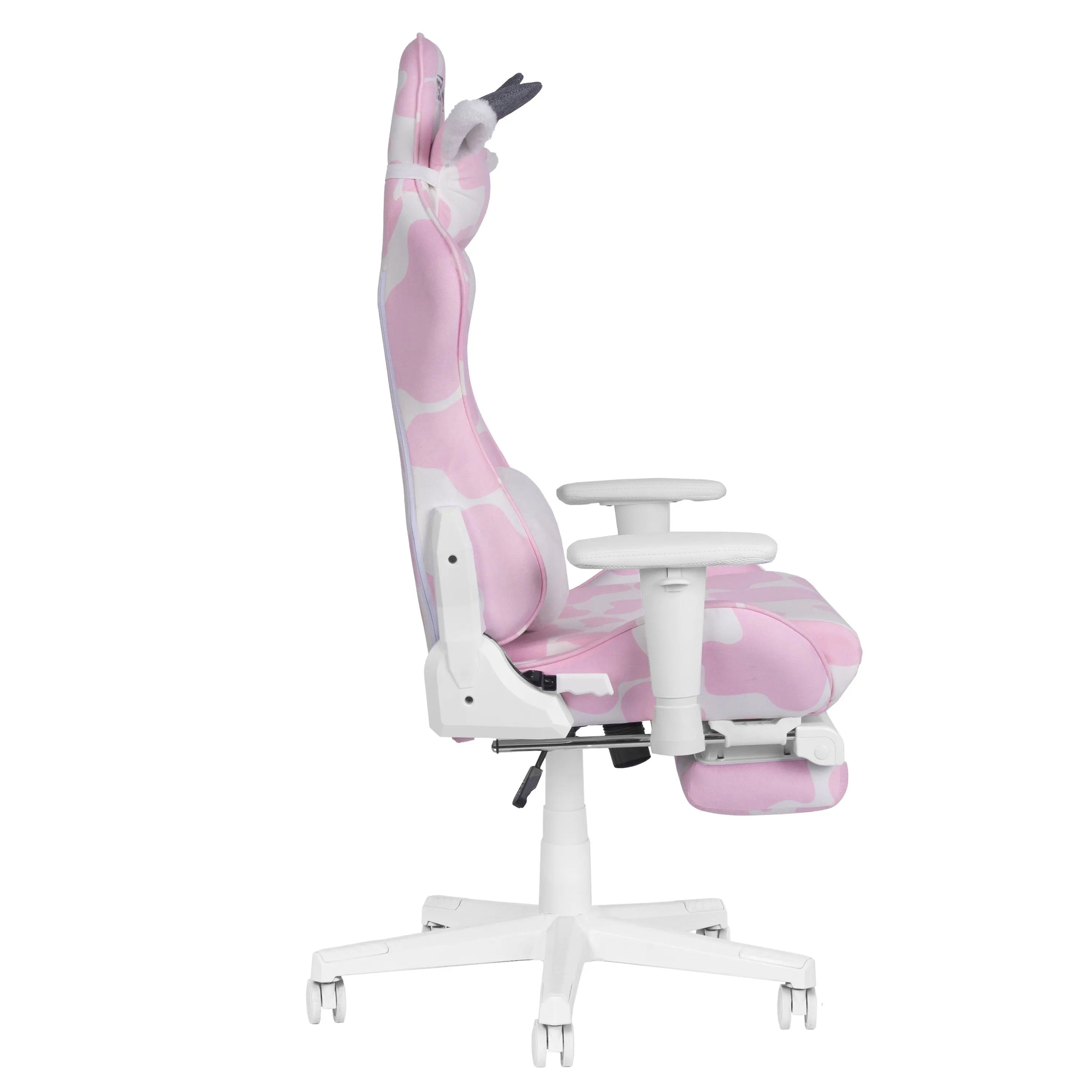 Pink and White Adjustable Height Swivel Rolling Gaming Chair Homeroots Office