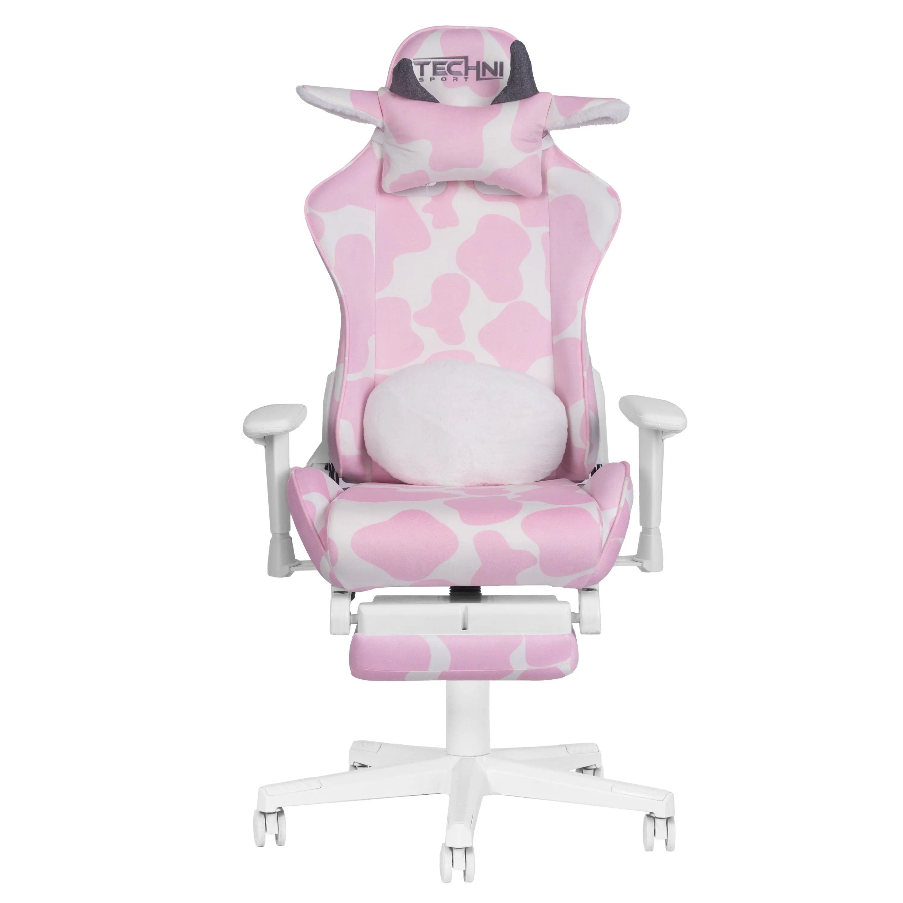 Pink and White Adjustable Height Swivel Rolling Gaming Chair Homeroots Office