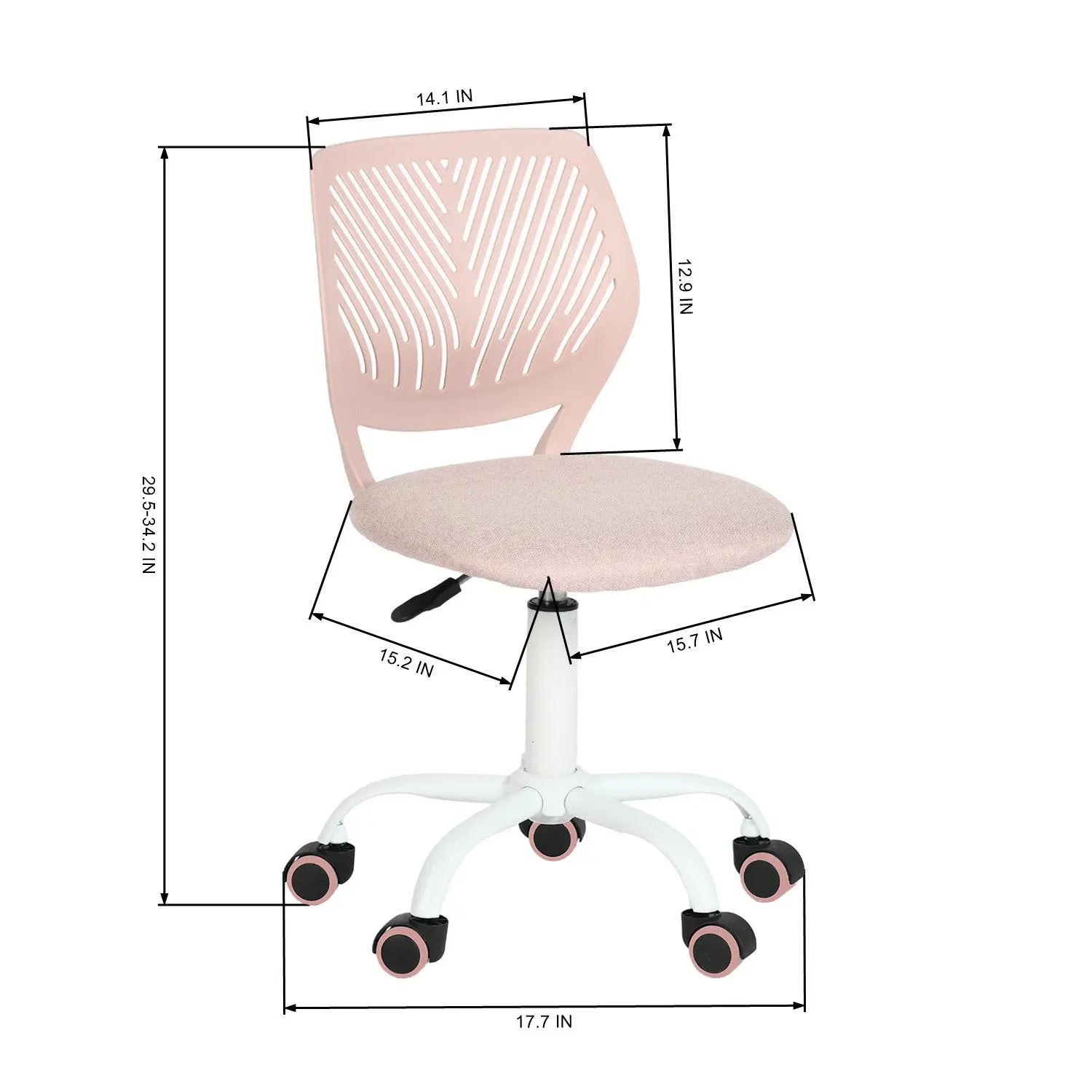 Pink and White Adjustable Height Swivel Rolling Office Chair Homeroots Office