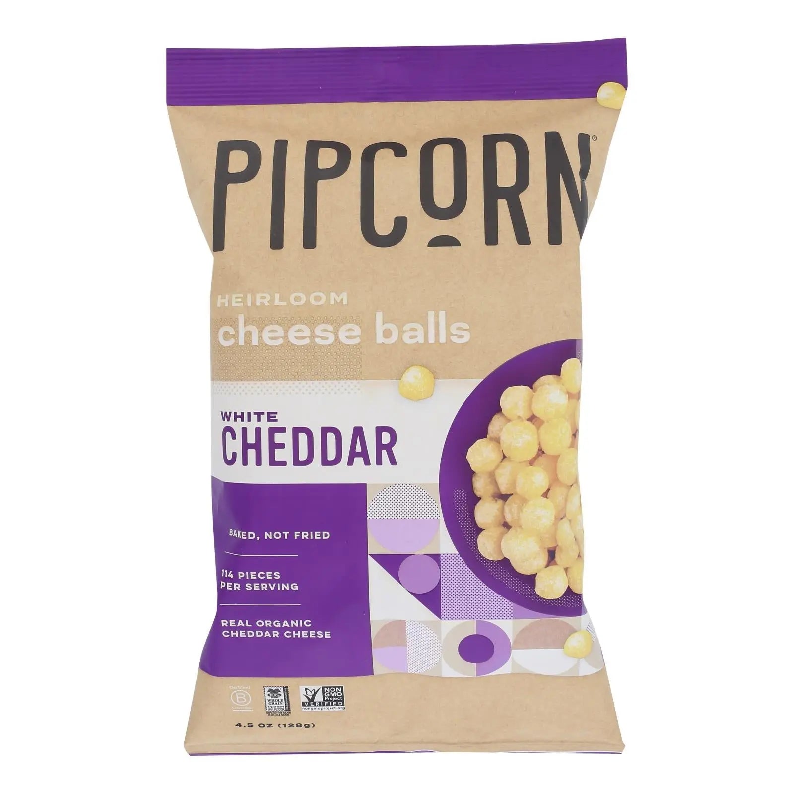 Pipcorn - Cheese Balls Whte Cheddar - Case Of 12-4.5 Oz Pipcorn