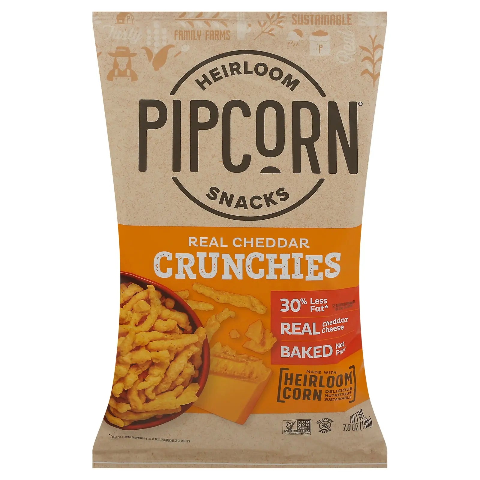 Pipcorn - Crunchies Cheddar - Case Of 12-7 Oz Pipcorn