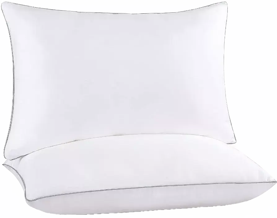 Piped Edge Pillow Set, White, Queen Size, 2 piece Set Archstone Collections