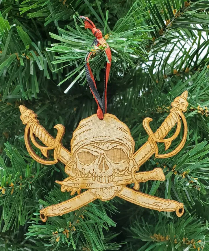 Pirate Unfinished Tree Ornament Rocket Laser Graphics