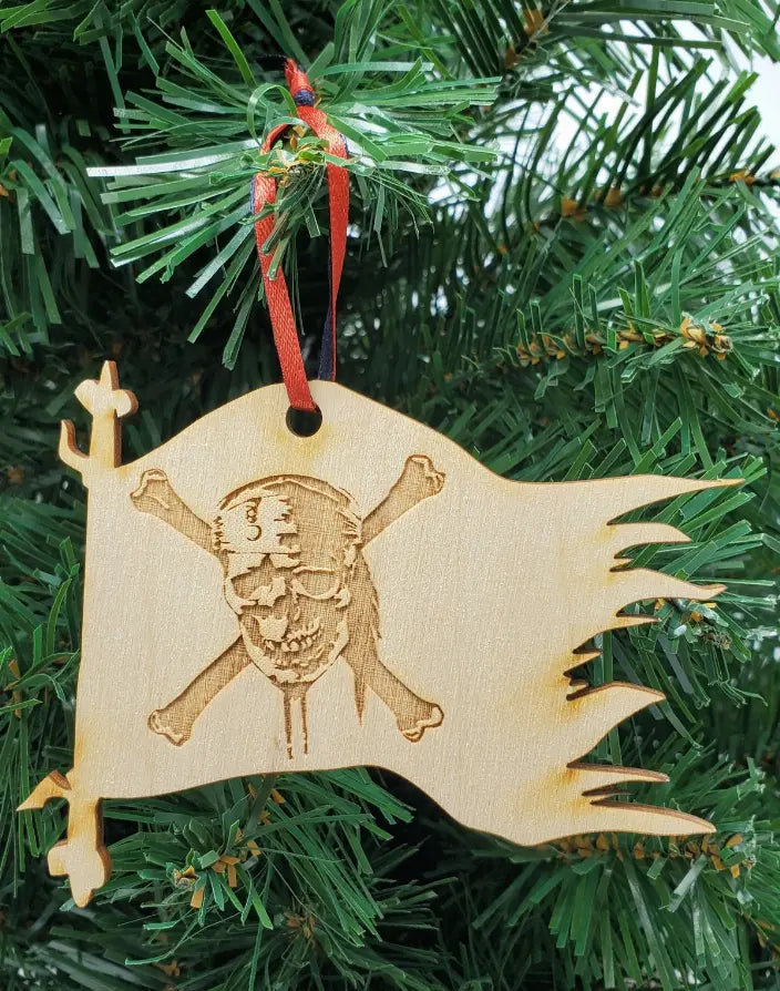 Pirate Unfinished Tree Ornament Rocket Laser Graphics