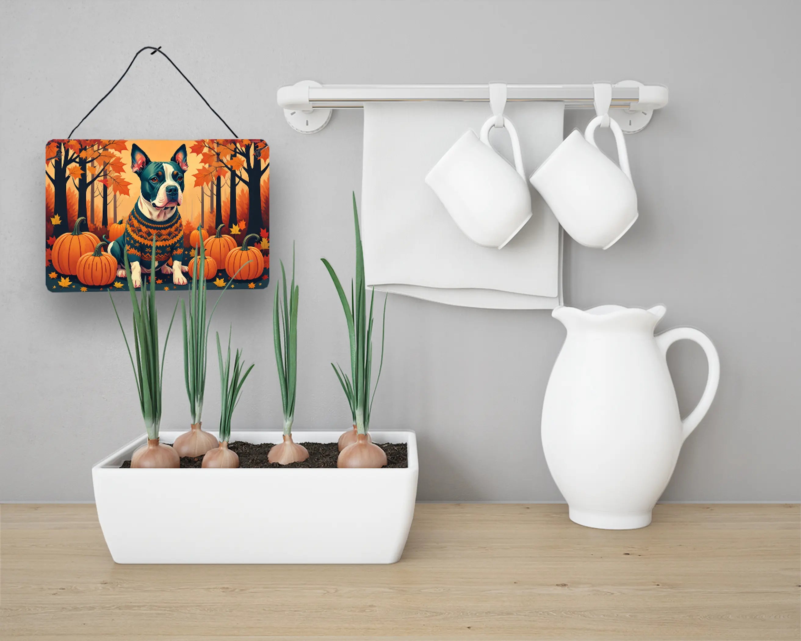 Pit Bull Terrier Fall Wall or Door Hanging Prints Caroline's Treasures