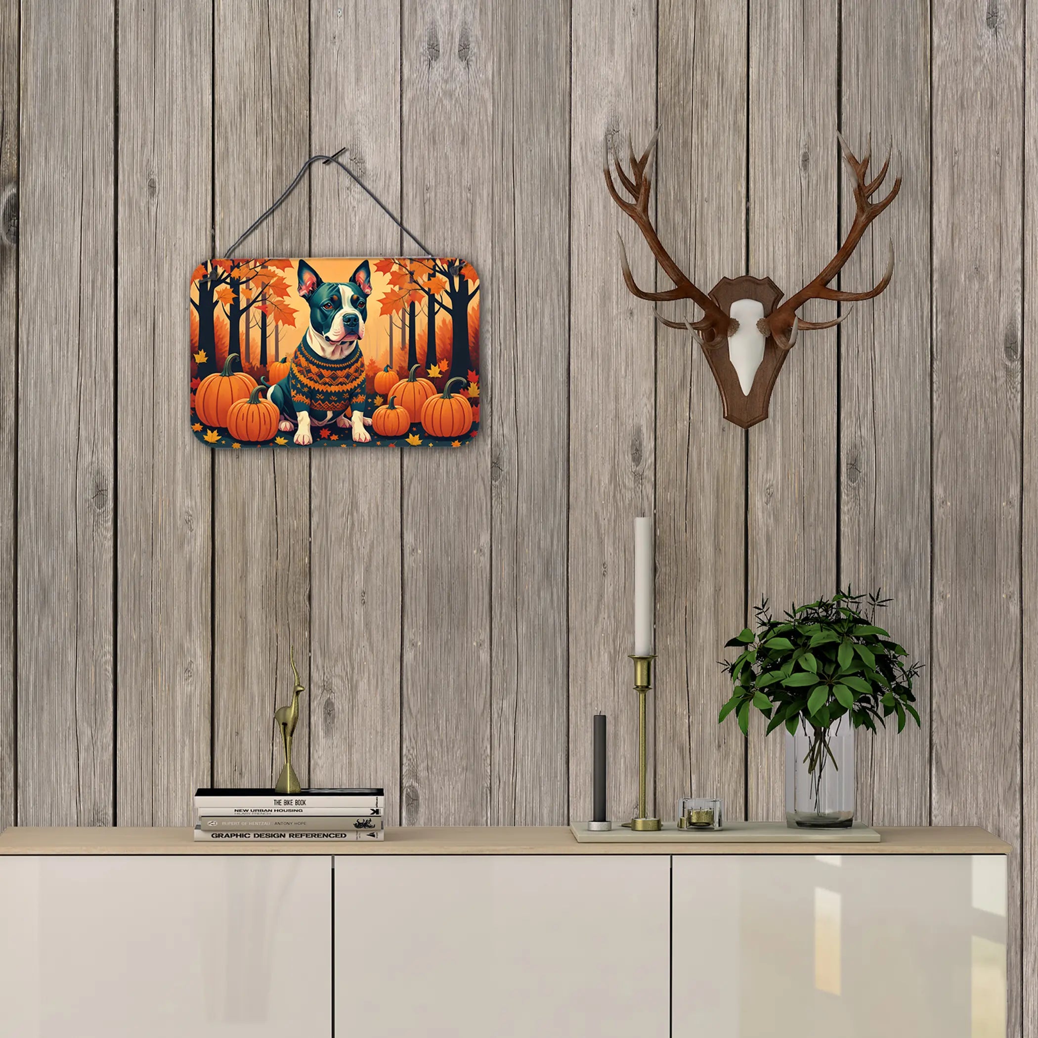 Pit Bull Terrier Fall Wall or Door Hanging Prints Caroline's Treasures