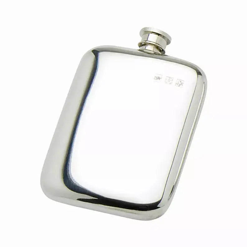 Plain Flask Rounded Corners with Marks 6oz Corbell Silver