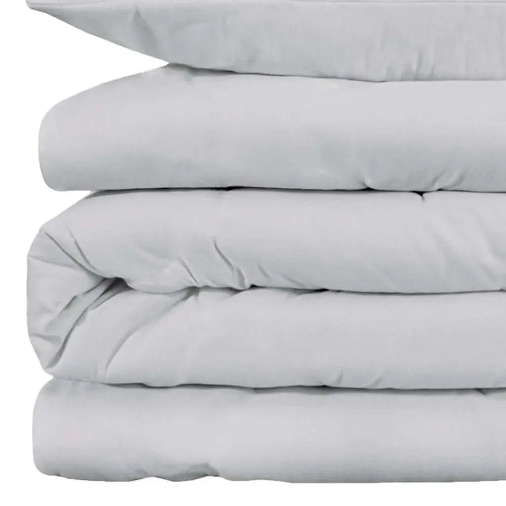 Platinum Queen Cotton Blend Washable Duvet Cover Set Homeroots Bed & Bath