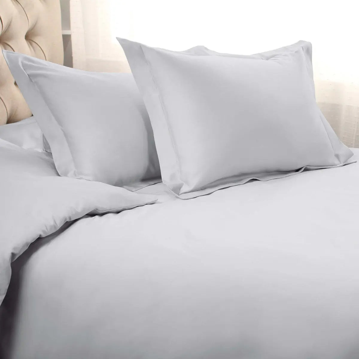 Platinum Queen Cotton Blend Washable Duvet Cover Set Homeroots Bed & Bath
