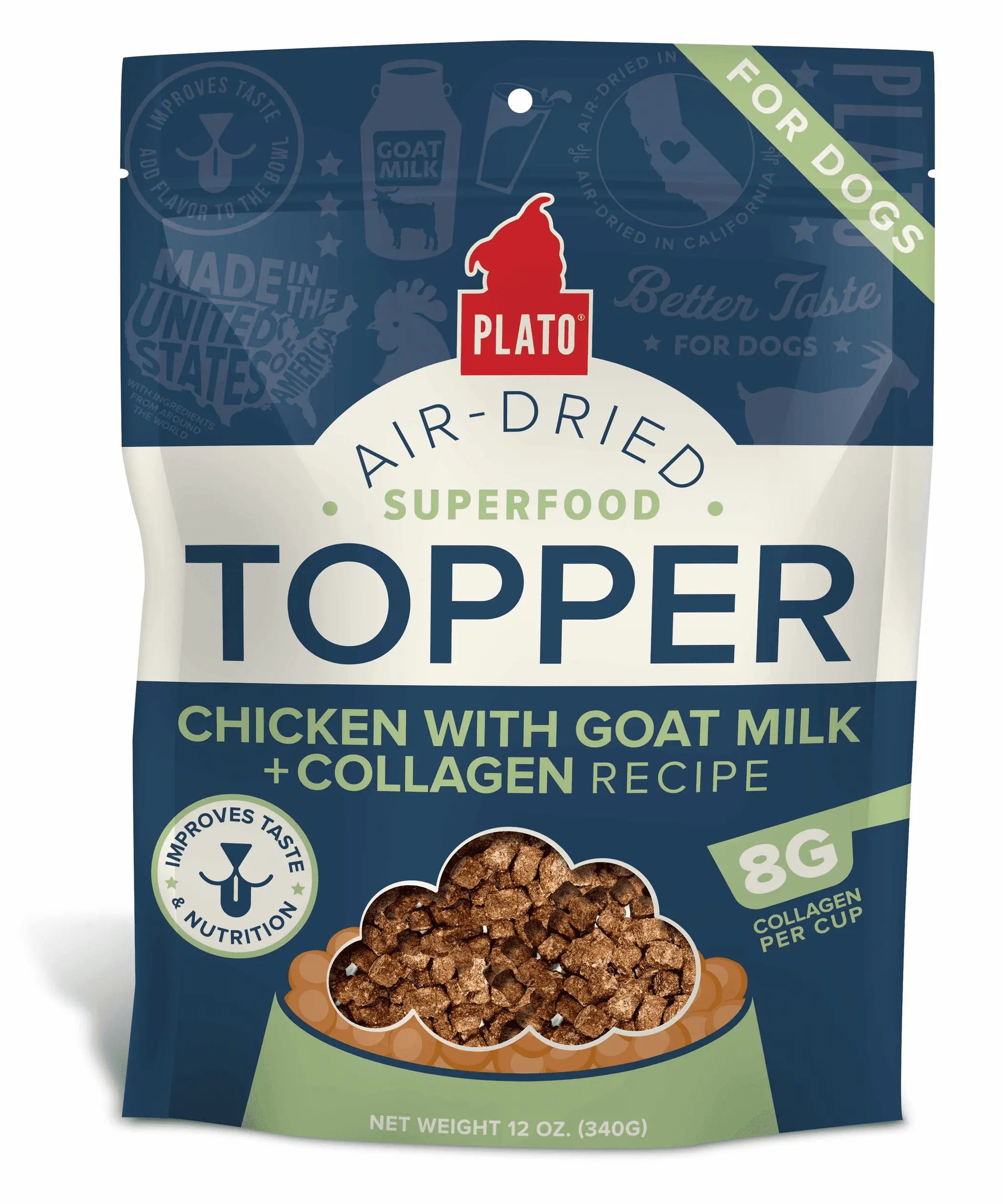Plato Food Topper Chicken with Goat Milk & Collagen Recipe Plato Pet Treats