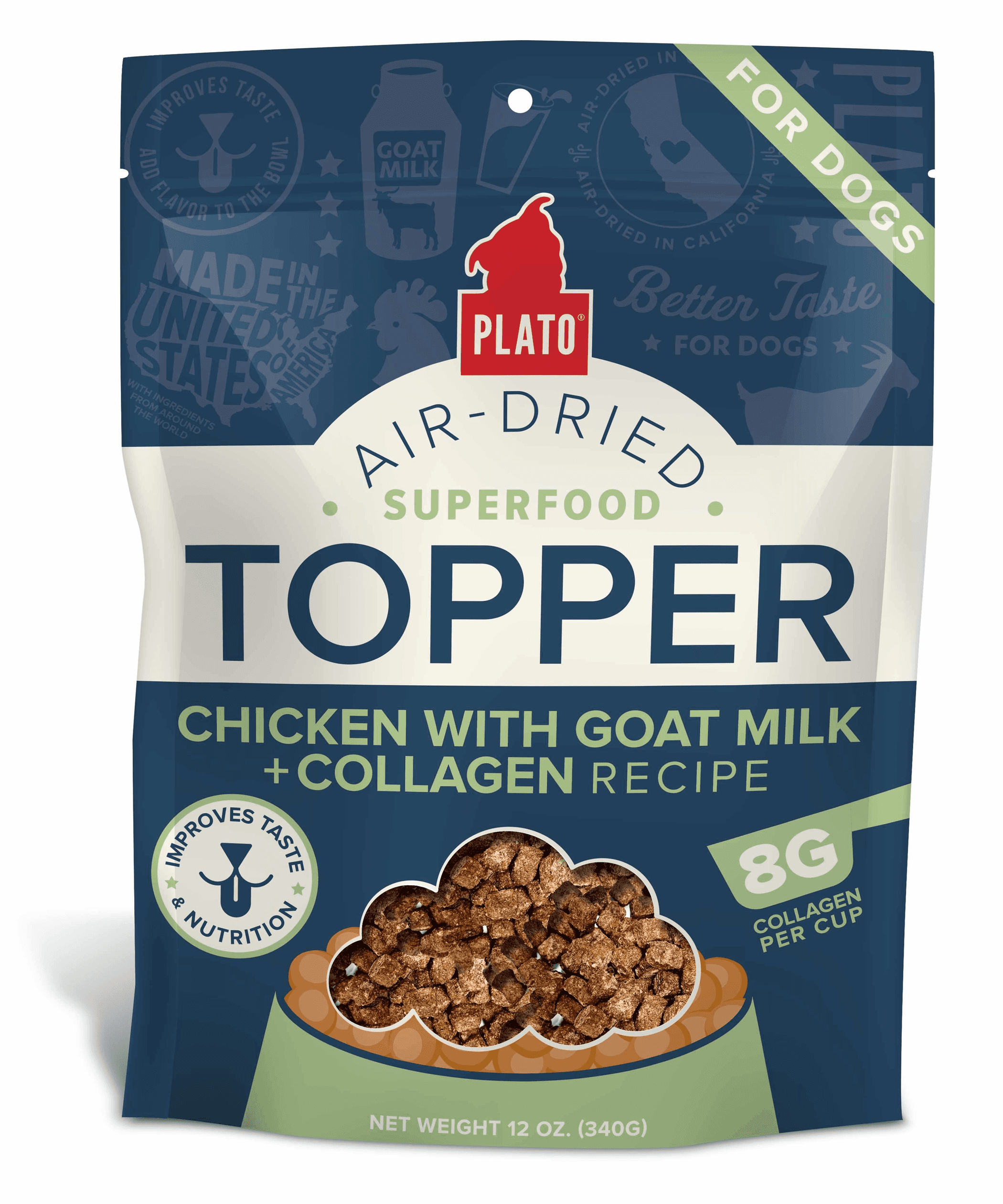 Plato Food Topper Chicken with Goat Milk & Collagen Recipe Plato Pet Treats