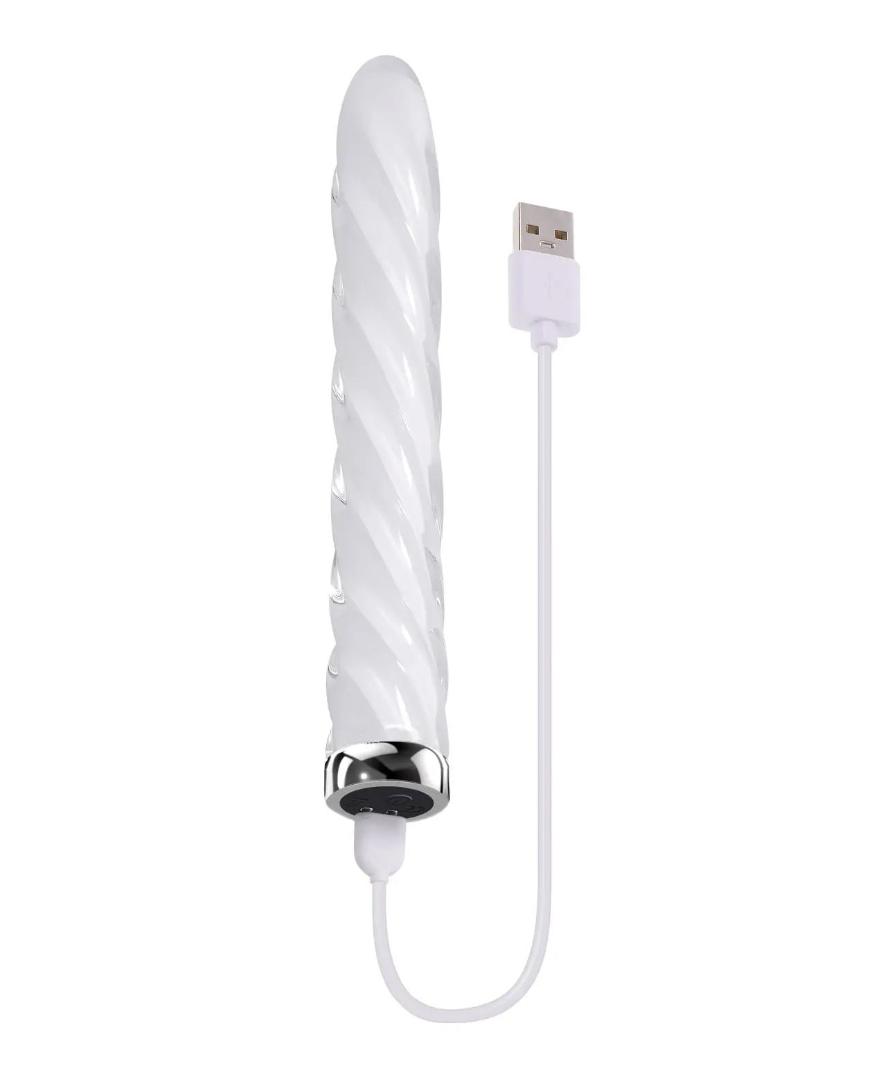 Playboy Pleasure In the Twist Glass Vibrator - White Evolved Novelties INC