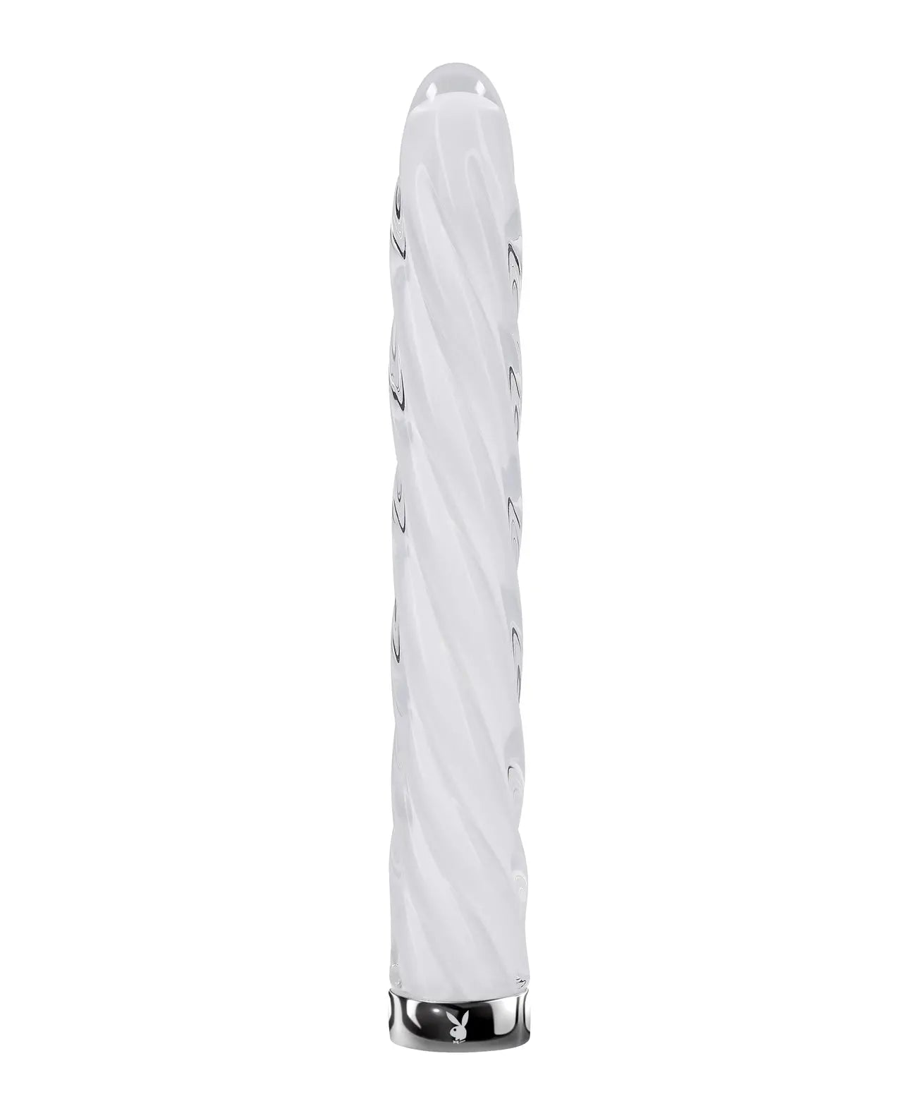 Playboy Pleasure In the Twist Glass Vibrator - White Evolved Novelties INC