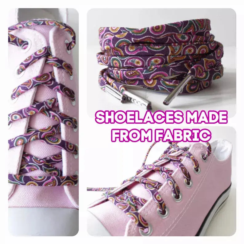 Plum Paisley Shoelaces Cutelaces