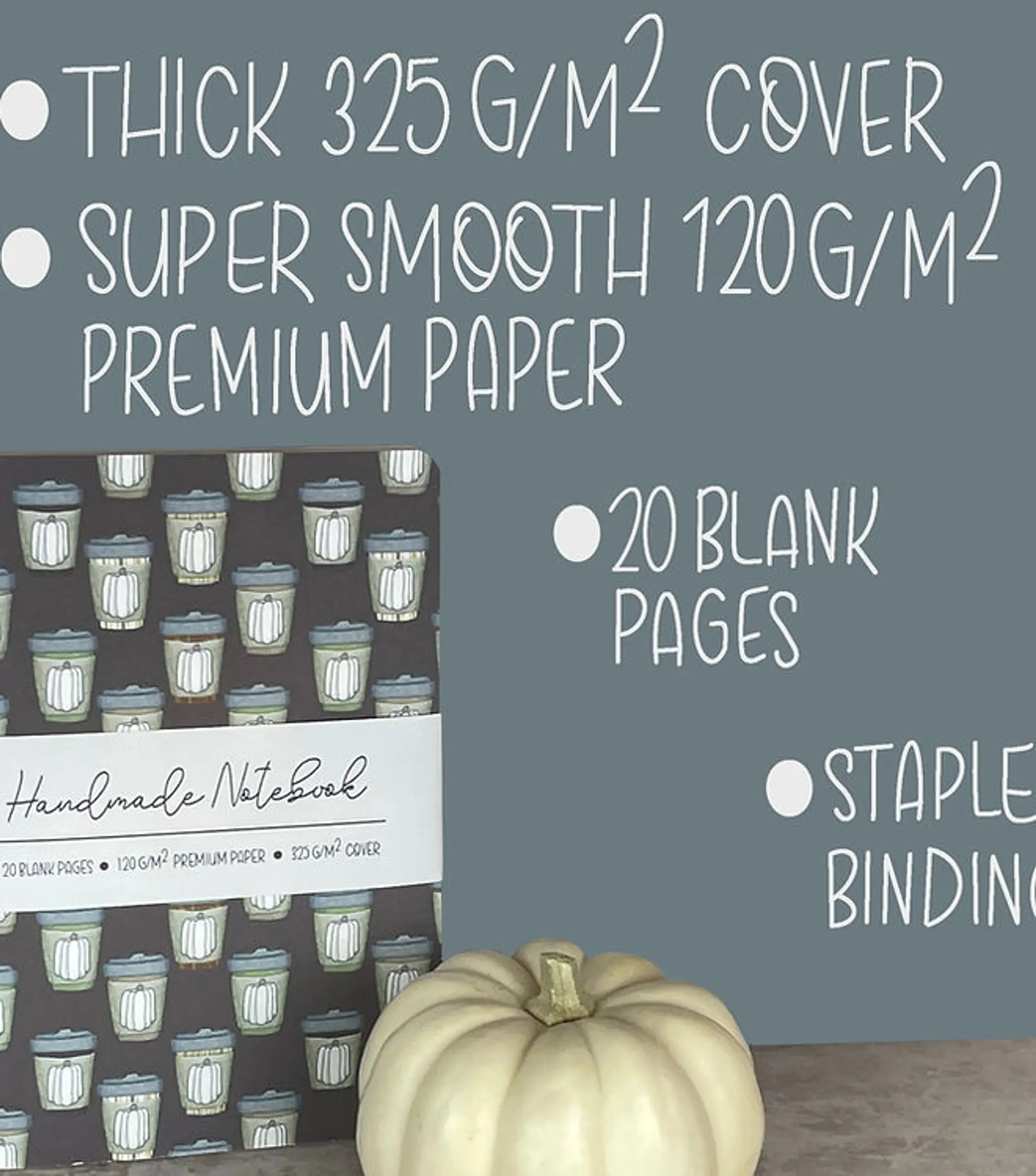 Plum Pumpkin Spice Pattern - A5 ish size - Staple Bound Journal - Handmade Art by Erica H