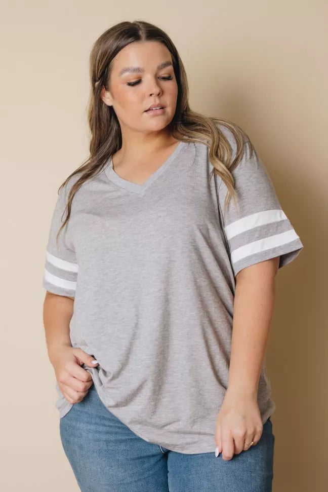 Plus Size - Prim Striped Tee Stay Warm in Style