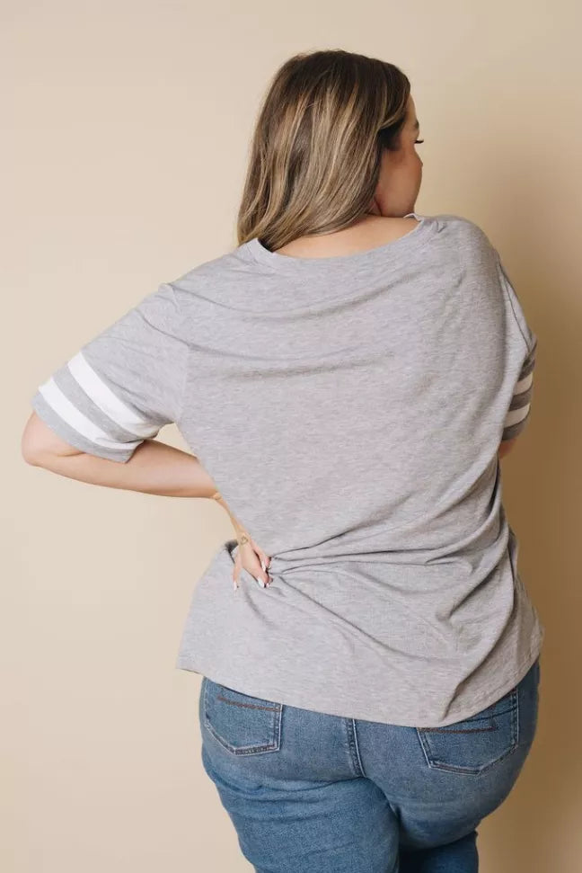 Plus Size - Prim Striped Tee Stay Warm in Style