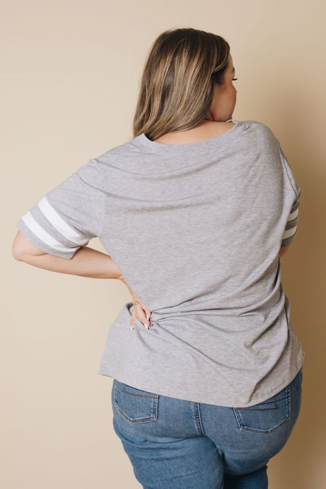 Plus Size - Prim Striped Tee Stay Warm in Style