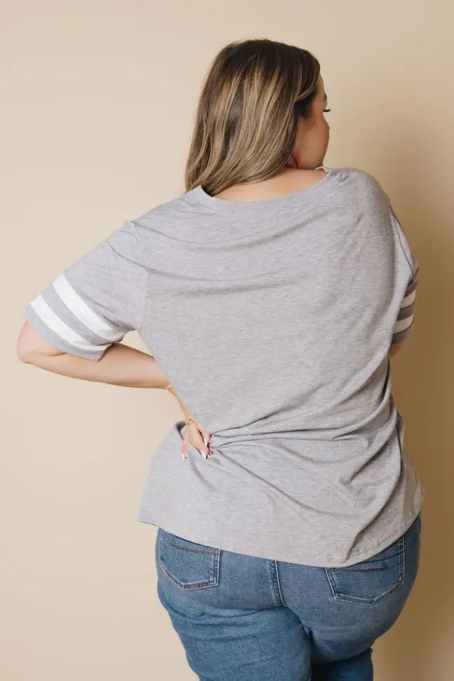Plus Size - Prim Striped Tee Stay Warm in Style