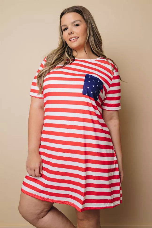 Plus Size - Stars & Stripes Midi Dress Stay Warm in Style