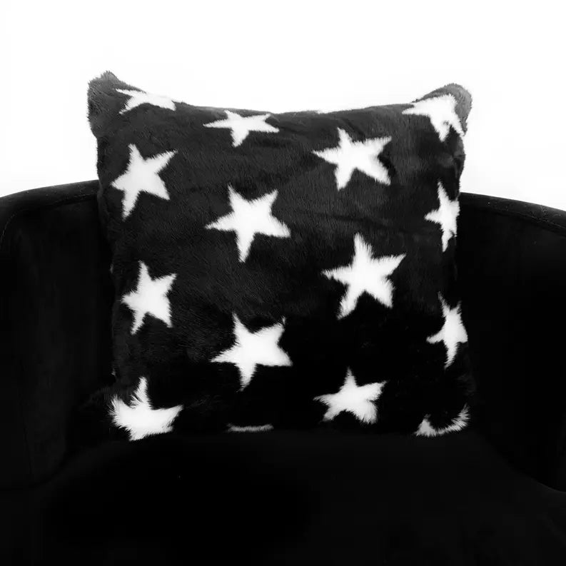 Plutus Black and White Stars Soft Animal Faux Fur Luxury Throw Pillow Plutus Brands