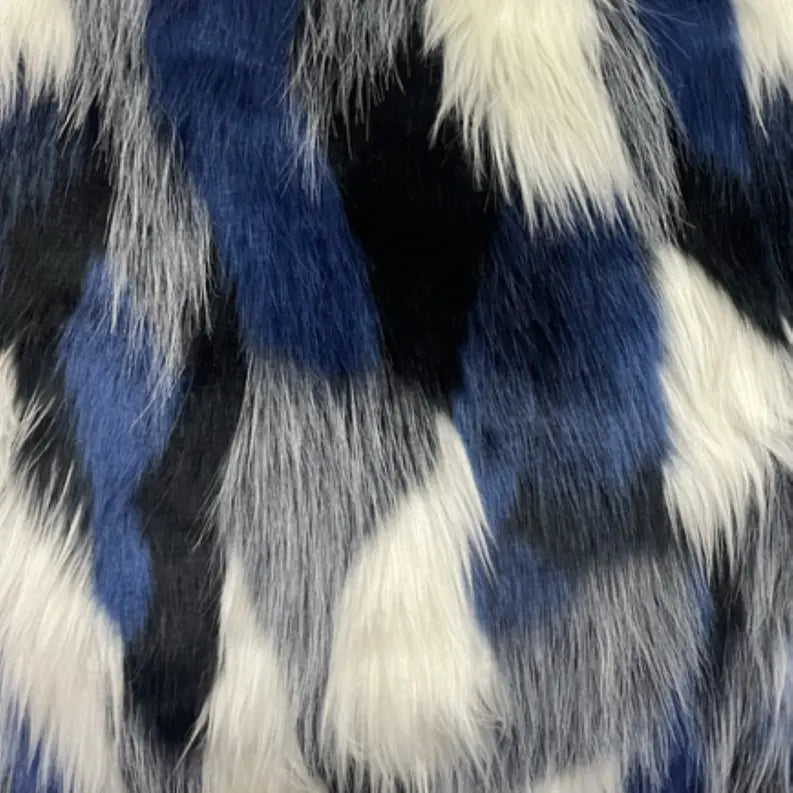 Plutus Black, Blue, White Animal Faux Fur Luxury Throw Pillow Plutus Brands