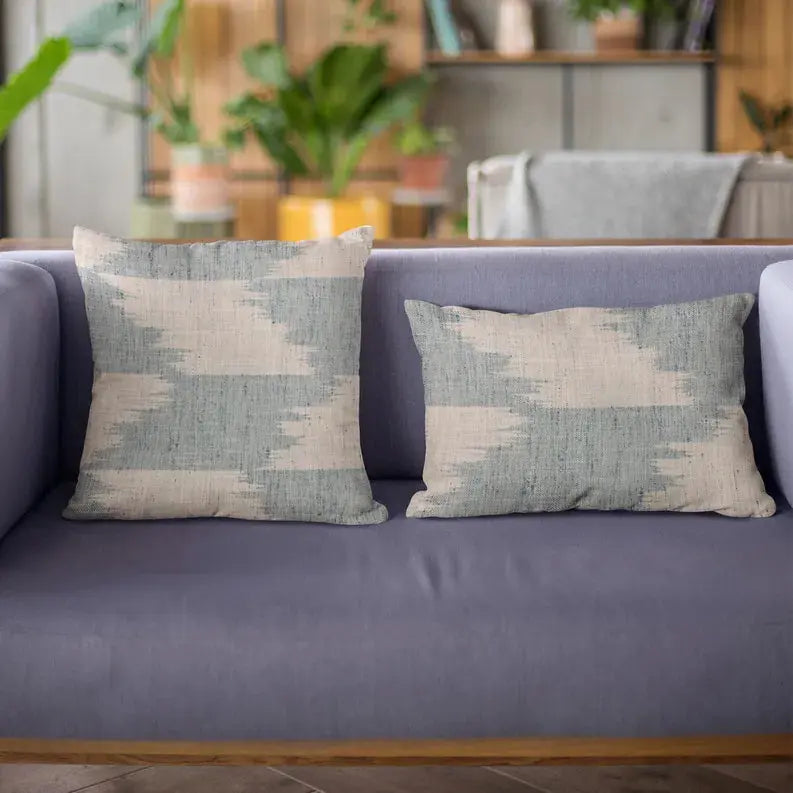 Plutus Blue Faded Abstract Luxury Throw Pillow Plutus Brands