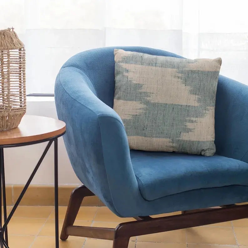 Plutus Blue Faded Abstract Luxury Throw Pillow Plutus Brands