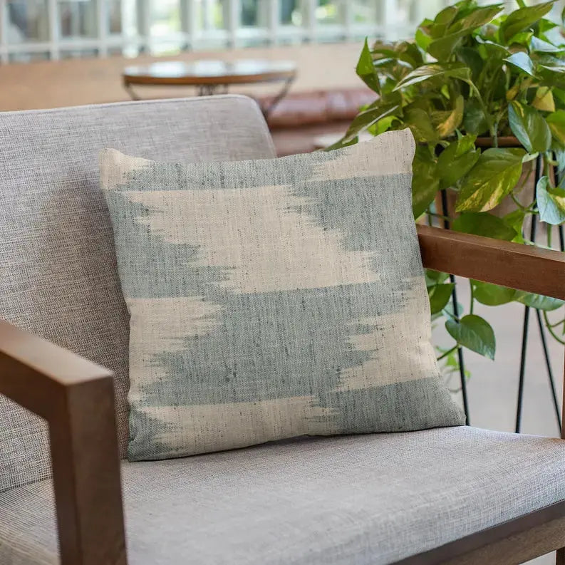 Plutus Blue Faded Abstract Luxury Throw Pillow Plutus Brands