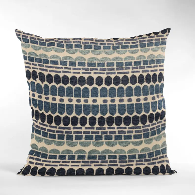 Plutus Blue Harmony Border Luxury Throw Pillow Plutus Brands
