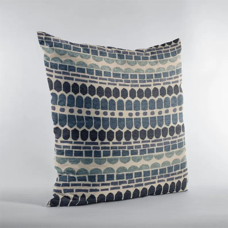 Plutus Blue Harmony Border Luxury Throw Pillow Plutus Brands