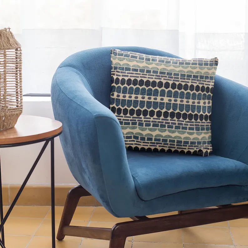 Plutus Blue Harmony Border Luxury Throw Pillow Plutus Brands
